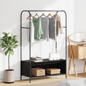 Porte-Roupas com Prateleiras Carvalho Preto 100x44x160 cm