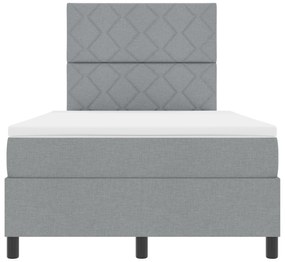 Cama Box Spring com Colchão Cinza Claro 120x200 cm Tecido