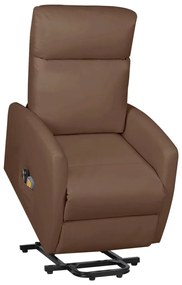 vidaXL Poltrona de massagens elevatória couro artificial castanho