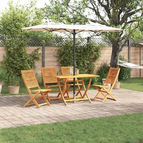 vidaXL Conjunto de Jantar de Jardim Manual 5 pcs Madeira Natural Médio