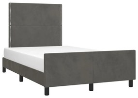 Estrutura de cama c/ cabeceira 120x200cm veludo cinzento-escuro