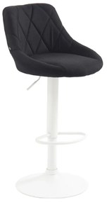 Banco de bar Lazio em tecido e com estrutura branca 46 x 83-104 x 49 cm Preto