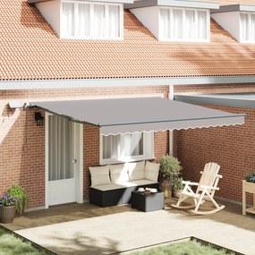 vidaXL Toldo Retrátil Manual com LED Cinza Claro 400x300 cm