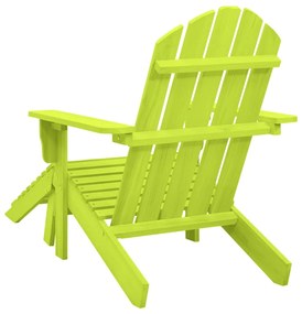 Cadeira Adirondack para jardim com otomano abeto maciço verde