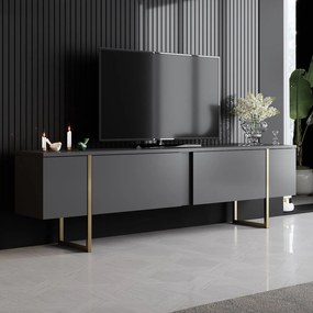 Móvel TV Luxe – Antracite e Dourado – 180x30x50 cm