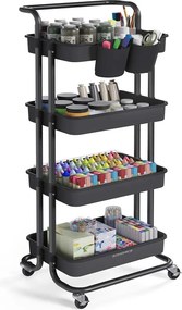 Carrinho com 4 prateleiras 37,3 x 42,5 x 115 cm preto