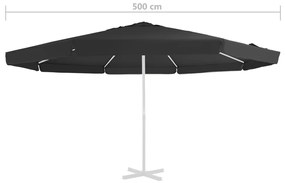 Tecido de substituição p/ guarda-sol exterior 500 cm preto