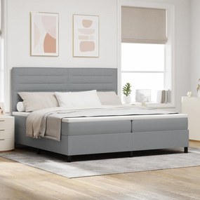 vidaXL Cama Box Spring com Colchão Cinza Claro 200x200 cm Tecido