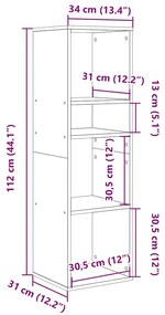 Estante cinzento sonoma 34x31x112 cm derivados de madeira