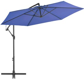 Guarda-sol de jardim cantilever c/ poste alumínio 300 cm azul
