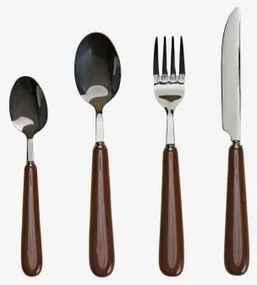 Conjunto De Talheres De 16 Peças Em Aço Inoxidável E Cerâmica Liamar Castanho Moka Intenso - Sklum
