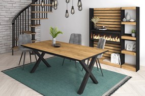 Mesa de sala de jantar | 10 pessoas | 200 | Robusto e estável graças à sua estrutura e pernas sólidas | Ideal para reuniões familiares | Oak e  preta