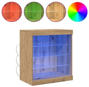 Sideboard vidaXL com Luzes LED Carvalho Artisan 60,5x37x67 cm