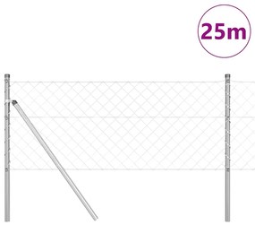Conjunto de Postes de Cerca Prateado 0.8 x 25 m Aço Galvanizado