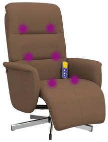 Cadeira de massagens reclinável c/ apoio de pés tecido castanho