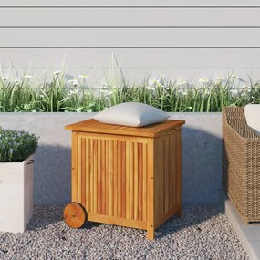 vidaXL Caixa arrumação jardim c/rodas 60x50x58cm madeira acácia maciça