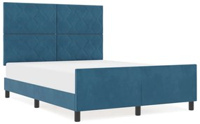 Cama vidaXL Azul Escuro 140x190 cm Veludo
