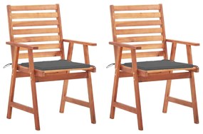 vidaXL Cadeiras de jantar p/ jardim 2 pcs c/ almofadões acácia maciça