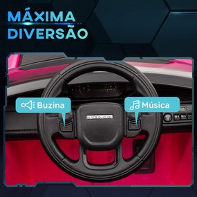 Carro Elétrico para Crianças com Licença Land Rover Discovery Sport Bateria 12V Faróis Buzina e Música 106x65,5x51 cm Rosa