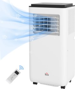 HOMCOM Ar Condicionado Portátil 10000 BTU 2900W Arrefecedor Ventilador Desumidificador 5 em 1 para Quarto 22m² 33x28x70,4 cm Branco | Aosom Portugal