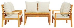 5 pcs conjunto lounge de jardim c/ almofadões acácia maciça