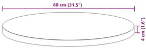 Tampo de mesa redondo Ø80x4 cm madeira de acácia maciça