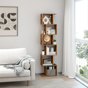 Estante com 6 prateleiras 24 x 40 x 191 cm moderna para sala de estar castanho