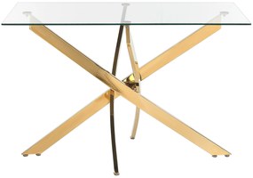 Mesa de jantar com vidro temperado e pernas douradas 120 x 70 cm MARAMO Beliani