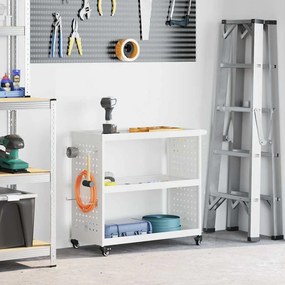 vidaXL Carro de Ferramentas com prateleira com roda com armazenamento Manual Branco 75 x 35 x 73 cm