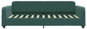 Sofá-cama c/ gavetão e gavetas 90x200 cm veludo verde-escuro