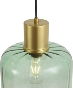 Candeeiro suspenso Hotel Chic latão com vidro azul e verde 5 luzes - Qara