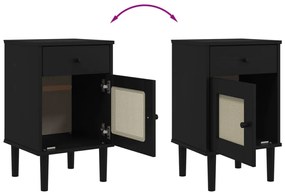 Mesa de cabeceira SENJA 40x35x65 cm pinho maciço preto
