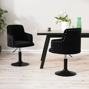 vidaXL Cadeiras de jantar giratórias 2 pcs veludo preto