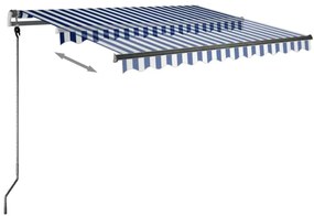 Toldo retrátil manual independente 350x250 cm azul e branco