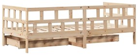 Sofá-cama com gavetas 90x190 cm madeira de pinho maciça