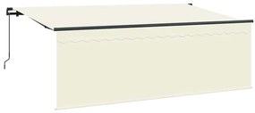 Toldo com Cortina Creme 350 x 200 x 120 cm Tecido, Metal