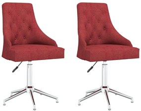 vidaXL Cadeiras de jantar giratórias 2 pcs tecido vermelho tinto