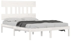 Estrutura de cama dupla 135x190 cm madeira maciça branco