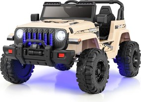 Carro elétrico para crianças 12V com velocidade ajustável com controlo remoto cor caqui