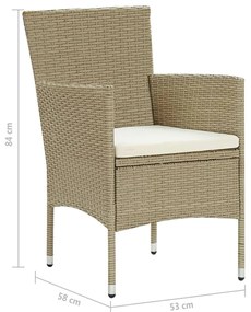Cadeiras de jantar para jardim 2 pcs vime PE bege
