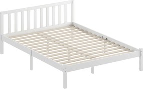 HOMCOM Estrutura de cama em madeira maciça 140x190 cm cama de solteiro com cabeceira e estrado de ripas robusto para crianças e adultos | Aosom Portugal