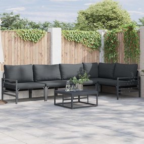 vidaXL Conjunto de Sofá de Jardim com almofada 5 pcs Preto Aço