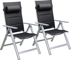 Conjunto de 2 Cadeiras de jardim Bern Premium encosto ajustável e estrutura prateada