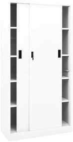 Armário escritório c/ porta deslizante 90x40x180 cm aço branco
