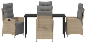 Conjunto de Jantar para Jardim com 5 Peças - Rattan Poliéster Bege