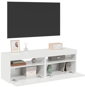 Móveis de TV com luzes LED 2 pcs 60x35x40 cm branco brilhante