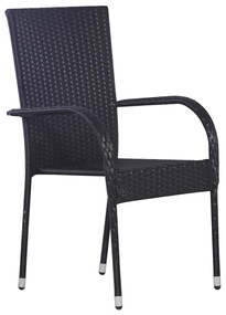 Conjunto de Jantar para Jardim 5 pcs Preto Rattan de PE