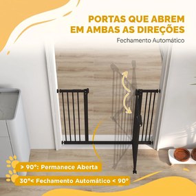 Barreira de Segurança para Cães 74-100 cm com Extensões, Montagem por Pressão e Duplo Bloqueio, Preto