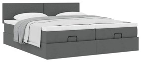 Estrutura de cama otomana com colchões tecido cinzento escuro