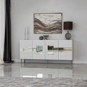 Console Paris – Branco e Prateado – 180 cm x 80 cm x 40 cm